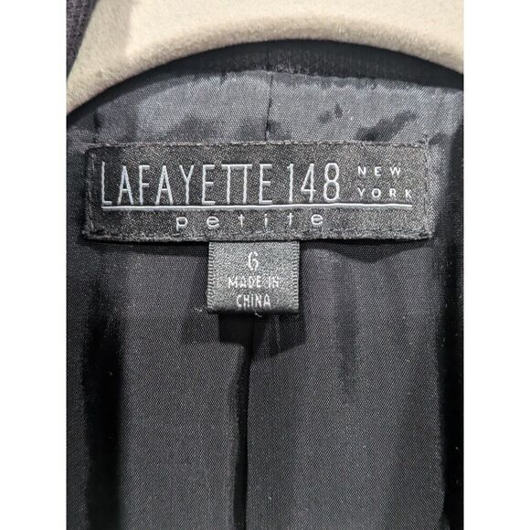 Lafayette 148 Black Wool Blend Ruffle Pleat Collar Office Blazer Jacket, 6P - Picture 7 of 7